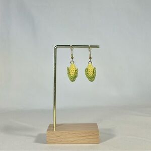 Crochet Corn Earrings with Gold Hooks